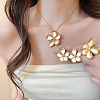 Alloy & Brass Pendant Necklace & Stud Earrings & Ring Sets for Women WG98584-01-4