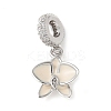 Brass Micro Pave Clear Cubic Zirconia Flower European Dangle Charms KK-C086-03P-01-1