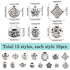 150Pcs 15 Styles Tibetan Style Alloy Beads FIND-SC0009-56-2