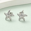 Brass Micro Pave Clear Cubic Zirconia Stud Earrings EJEW-A145-03D-P-1