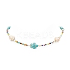 Tortoise Dyed Synthetic Turquoise & Shell Pearl & Glass Seed Beaded Necklace NJEW-TA00054-6