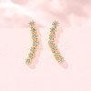 Brass Micro Pave Cubic Zirconia Stud Crawler Earrings KK-CBAA351-18G-02-1