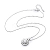 Brass Clear Cubic Zirconia Flower Pendant Necklaces LS-NJEW-C077-01P-2