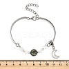 Natural Paua Shell & Star Freshwater Shell Link Bracelets BJEW-JB14326-5