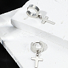2Pcs 304 Stainless Steel Cross Hoop Earrings for Women EJEW-LP0001-12P-3