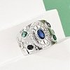 Brass Micro Pave Cubic Zirconia Adjustable Cuff Rings for Women RJEW-C129-10P-3