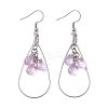 Teardrop 304 Stainless Steel Transparent Glass Dangle Earrings EJEW-JE06404-02-3