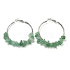 Alloy with Copper Wire Natural Aventurine Hoop Earrings EJEW-Q388-01C-1