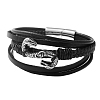 Leather Cords Multi-strand Bracelets with Magnetic Clasp PW-WG89659-01-5