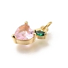 Heart with Leaf Brass Pendants KK-M295-02G-2