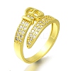 Rack Plating Belt Shape Brass Micro Pave Clear Cubic Zirconia Open Cuff Rings for Women RJEW-H232-02G-1
