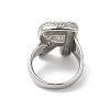 Letter Brass Micro Pave Clear Cubic Zirconia Open Cuff Ring for Women RJEW-N046-03R-P-3