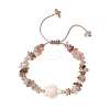 2Pcs Adjustable Natural Black Gold Rutilated Quartz Chip Beads Braided Bead Bracelets BJEW-JB11914-3