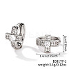Elegant Cross Brass Pave Clear Cubic Zirconia Hoop Earrings HU5672-1-2
