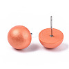 Pearlized Half Round Schima Wood Earrings for Girl Women EJEW-N048-001-12-2