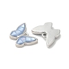 Rack Plating Brass & Shell Butterfly Charms with Epoxy Resin KK-K380-02P-2