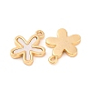 Brass Pave Natural Freshwater Shell Flower Charms KK-S389-04G-2