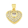 Heart Rack Plating Brass Micro Pave Cubic Zirconia Charms KK-Z053-17G-04-1