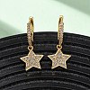 Star Brass Micro Pave Clear Cubic Zirconia Hoop Earrings EJEW-F384-04G-1