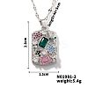 Brass Geometric Colorful Cubic Zirconia Rectangle Pendant Necklaces ZC3047-2-1