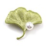 Leaf Alloy Brooch with Resin Pearl JEWB-O009-05-1