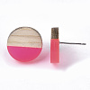 Transparent Resin & Wood Stud Earrings EJEW-N017-003A-D05-3