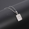 Rectangle Stainless Steel Pave Natural White Shell Pendant Necklaces FS-WG3D812-03-1