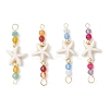 4Pcs 4 Colors Summer Beach Dyed Synthetic Turquoise Connector Charms PALLOY-JF03746-01-1