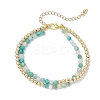 3Pcs Natural Rhodonite & Chrysocolla & Lapis Lazuli &  Dyed Hemimorphite Round Beadeds Double-layered Bracelets for Women BJEW-JB12095-3