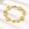 Summer Beach Brass Micro Pave Clear Cubic Zirconia Starfish & Shell Shape Link Chain Bracelets BJEW-C118-02A-G-3