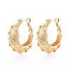 Twist Brass Hoop Earrings EJEW-T047-104G-1