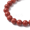 Natural Red Jasper Cross Round Beaded Stretch Bracelets for Men Women BJEW-JB12258-02-4