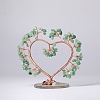 Natural Green Aventurine Chips Love Heart Tree Decorations DJEW-P017-B03-1