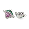 Brass Pave Green & Hot Pink Cubic Zirconia Fruit Connector Charms KK-Z109-01P-02-2