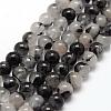 Natural Black Rutilated Quartz Bead Strands G-P217-32-8mm-1