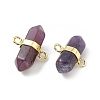 Natural Amethyst Double Terminal Pointed Connector Charms G-P491-11G-04-3