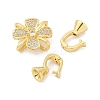 Brass Micro Pave Clear Cubic Zirconia Fold Over Clasps KK-M311-06G-2