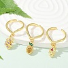 Fruit Theme Brass Micro Pave Cubic Zirconia Open Cuff Rings for Women RJEW-U057-07G-1