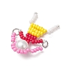 4Pcs 4 Styles Glass Seed Bead with Glass Pearl Round Beaded People Connector Charms PALLOY-MZ00644-5