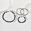 Alloy with Jet Rhinestone Chain Necklace & Hoop Earring & Bracelet FS-WG9D127-02-4