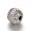 Tarnish Resistant Round 304 Stainless Steel Corrugated Beads STAS-I050-01-12mm-2