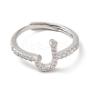Rack Plating Brass Cubic Zirconia Arabic Letters Adjustable Rings for Women RJEW-S407-10P-02-2