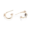 Brass with Glass Stud Earrings Findings KK-G436-04G-3