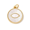 Brass Pave Natural White Shell Pendants KK-S522-11G-1