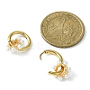 Brass Flower with Plastic Pearls Beaded Dangle Hoop Earrings EJEW-JE05277-3
