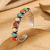 Bohemian Style Oval Alloy Synthetic Turquoise Beads Cuff Bangles for Women WG13159-03-1