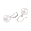 Rack Plating Brass Cubic Zirconia ABS Pearl Earring Hooks EJEW-S219-16P-03-2