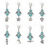 Angel Synthetic Turquoise Beads & Alloy Sea Animal Pendant Decorations HJEW-JM03074-2