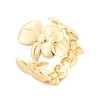 Flower Brass Cuff Rings for Women RJEW-B119-14G-01-4