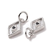 Rack Plating Brass Micro Pave Black Cubic Zirconia Charms ZIRC-C042-13P-2